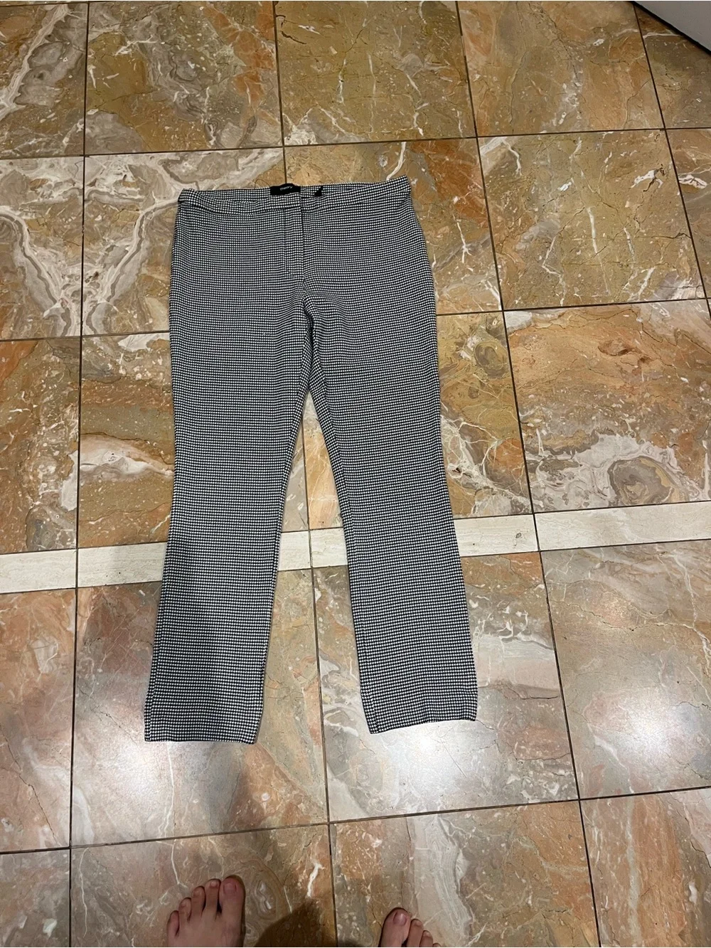 Theory Black and White Micro Houndstooth Kids Leggings
